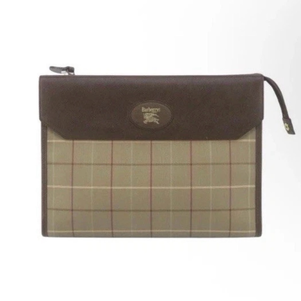 Burberry Check Clutch Bag Beige